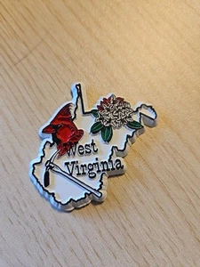 Vintage West Virginia State Bird Flower Rubber Magnet State Map Collectible  - Picture 1 of 4