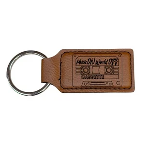 Keychain - Rectangle - Cassette - Leather - Foto 1 di 8