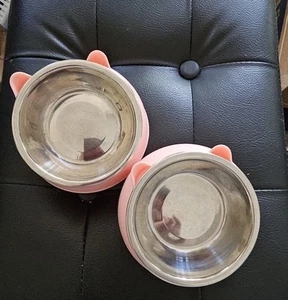 Two Cat Ear Feed Bowls - Picture 1 of 1