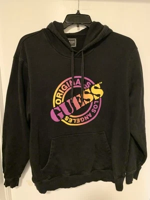 Guess Originals Los Angeles Hoodie Sz L Black Purple Yellow Guess Stencil Logo - Image 1 of 3