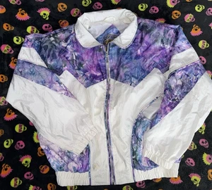 VTG EAST WEST WOMEN SIZE MEDIUM MULTICOLORED FULL ZIP WATER COLOR TRACK JACKET - Picture 1 of 16