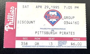 29.04.95 PHILLIES/PIRATEN TICKET STUB-ESTEBAN LOAIZA MLB DEBÜT - Bild 1 von 1