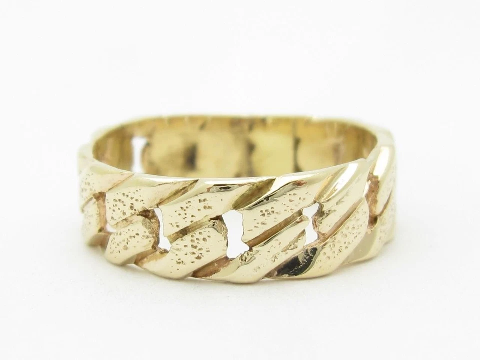 14k Yellow Gold Chain Link Design Eternity Band Ring Size 10 Gift - Image 1 of 1