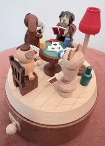 "Poker Night" Dogs Playing Cards Wooden Music Box Papyrus Wooderful Life New NIB - Picture 1 of 6