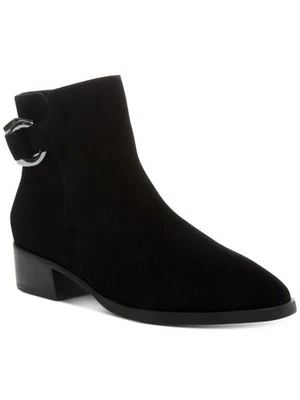 Botines de cuero STEVEN para mujer negros con timbre de serpiente punta redonda tacón ancho 11 M Foto 1 de 4