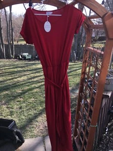 Qearal Womens Size Small Faux Wrap Red Dress - Picture 1 of 4