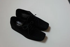 Sergio Rossi black suede platform shoes square toe size 38 1/2 - Picture 1 of 4