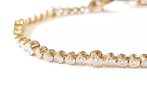 Best Seller..! 2.50Ct Round Diamond Bezel Set Tennis Bracelet In 18k Yellow Gold - Picture 1 of 10