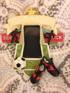 "Side Kick" Kids' Soccer 3-D Hand-Painted Heavy Resin 3" X 1.5" Photo Frame - Picture 1 of 4