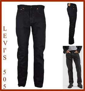 jeans levis uomo levi's 505 pantaloni denim vintage neri regular fit 46 w29 w33 - Picture 1 of 11