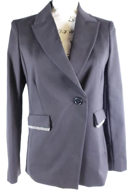 Chaqueta Blazer ECRU Para Mujer Talla 2 Bebé Cadena Negra Nueva con Etiquetas $275 Carrera Botón Único Foto 1 de 4