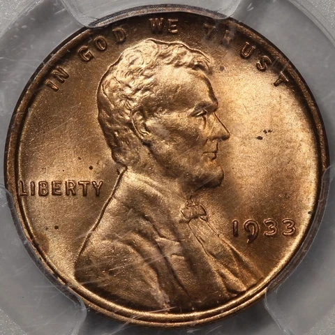 1933 Lincoln Cent PCGS & CAC MS-64RD Cover