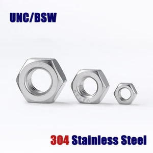 Tuercas hexagonales de acero inoxidable A2-70 | AISI 304 | UNC/UNF y tamaños BSF de 1/4 en 1 pulgada - Imagen 1 de 32