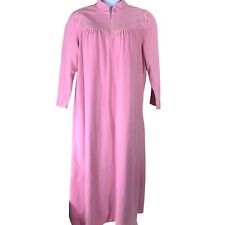 Vintage Vanity Fair Nightgown Large Pink Fleece Long Sleeved Full Length Zip Top