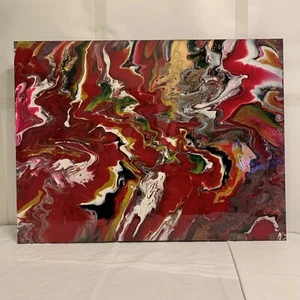 Original Acryl Gemälde auf Leinwand Größe 30x40 Pouring Fluid Abstrakt Wandbild - Bild 1 von 22
