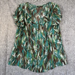 ana Babydoll Top Womens 1X Green Whimsy Chiffon Forest Fairy Y2K Sheer Ruffle - Picture 1 of 13