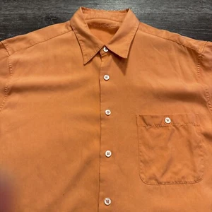 Tori Richard Shirt Mens Large Orange Coastal 100% Silk Short Sleeve Lounge - Picture 1 of 9