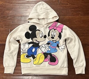 Disney Minnie Mickey Mouse Love Pink Blue Girls Small Graphic Hoodie Sweatshirt - Picture 1 of 9