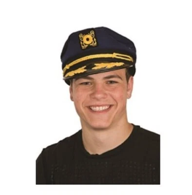 Yacht Skipper Hat - Navy Blue - Captain - Costume Accessory - One Size - Image 1 of 3