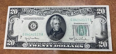 1950 $20 Fed Res Примечание G Чикаго не бывшая в обращении CU 1 изящная банкнота - Изображение 1 из 4