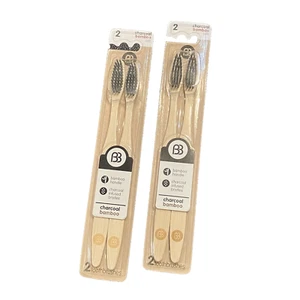 Brush Buddies Bambusgriff Zahnbürste mit Kohle angereicherten Borsten 2-(2 Packungen)   - Bild 1 von 5