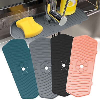 Silicone Faucet Drain Pad Drip Catcher Tray Kitchen Sink Splash Guard Slip Mat • 8.95$