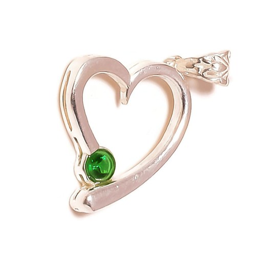 CHROME HEARTS Ciondolo russo cromato pietra preziosa diopside argento sovrapposizione fatto a mano forma di cuore