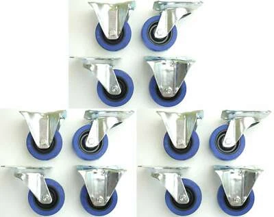 3 Sets 80 mm SL 140 kg / Rad Lenkrollen & Bockrollen Blue Wheels Transportrollen - Bild 1 von 4