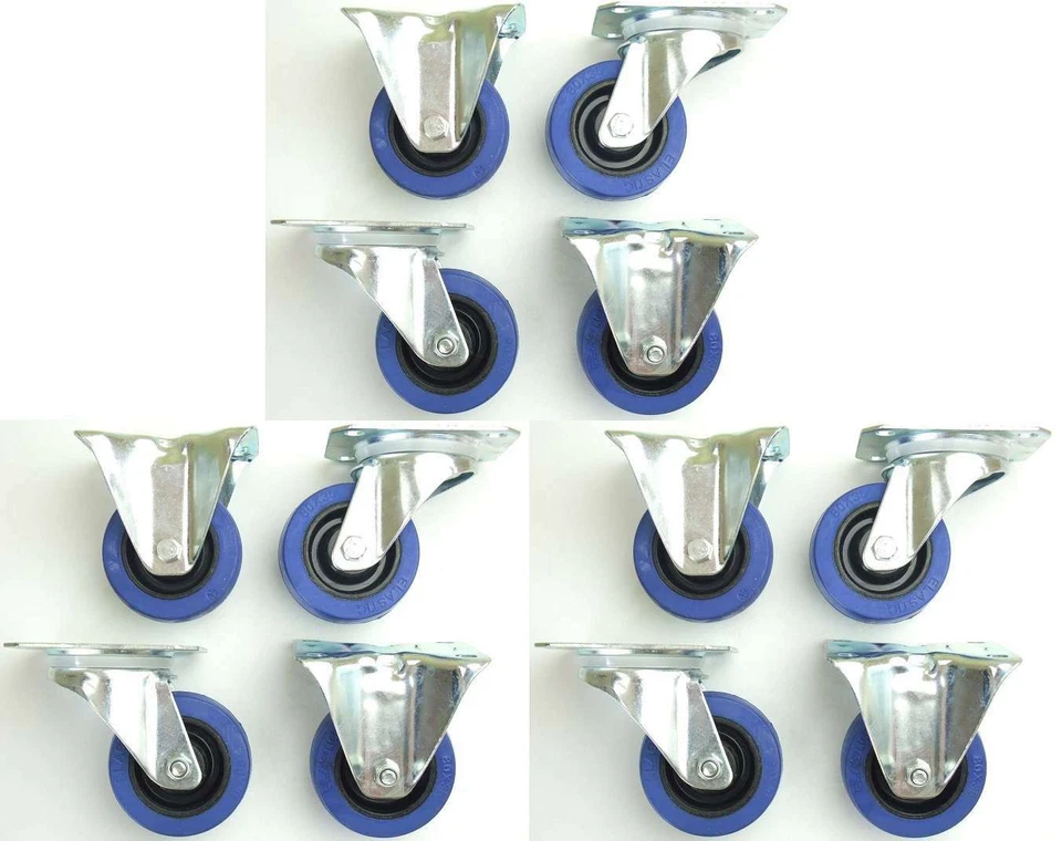 3 Sets 80 mm SL 140 kg / Rad Lenkrollen & Bockrollen Blue Wheels Transportrollen - Bild 1 von 4