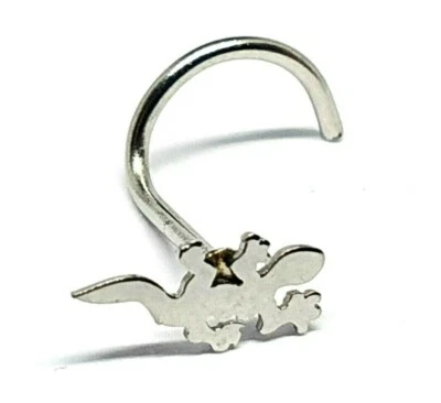 Lizard Gecko Nose Stud Cute 20 g (0,8 mm) 316 L Surgical Steel Nose Curl Pier... - Immagine 1 di 4