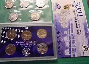 2001 s Proof State Quarter Set + 2001 p Unc State Quarter Set 10 Coins Total - Picture 1 of 1