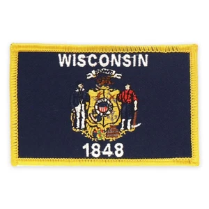 PinMart's Embroidered US State Flag Patch- Wisconsin Flag - Picture 1 of 1