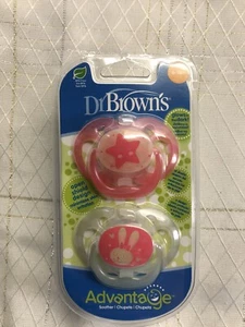 Dr Browns Advantage Pacifier Binky Soother Size 6-18 Mo Girl Pink Glow in Dark - Imagen 1 de 6