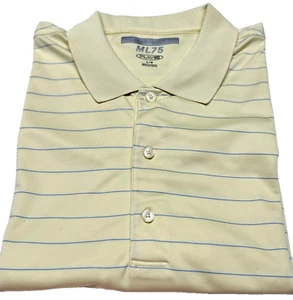 Greg Norman Polo Golf Shirt Men's Large Play Dry ML75 Blue & Yellow Striped - Picture 1 of 8