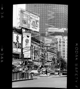 '78 Times Square Duffy Sq Theaters Manhattan NYC Gahr Old 35mm Photo Negative C1 - Picture 1 of 1