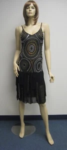 Sue Wong Dress Silk Beaded Sequin Evening Gown Black Silver Gold sz 6 Short New4 - Picture 1 of 10