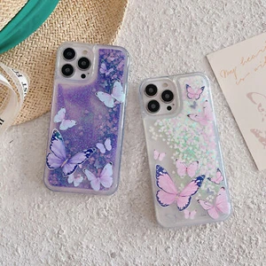 Glitter Liquid Butterfly Phone Case For Xiaomi 11 12 13 Redmi Note 10 11 12 POCO - Picture 1 of 12