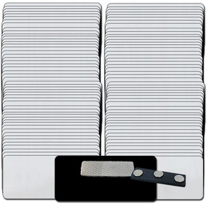 100 KIT BADGE NOME ARGENTO BIANCO 1 1/2 X 3 ETICHETTE ANGOLI 1/8" ETICHETTE MAGNETI ETICHETTE - Foto 1 di 7