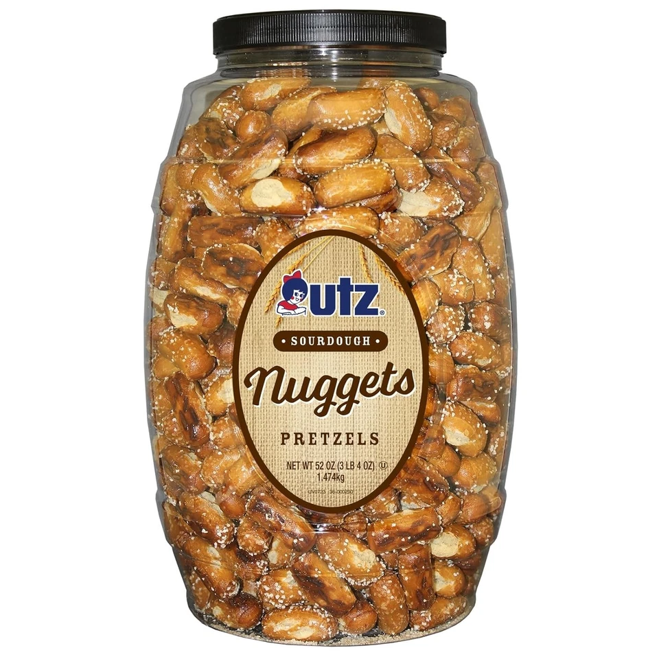 Utz Sourdough Nuggets Pretzels Barrel 52 Ounce