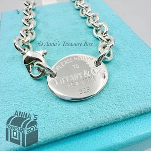 Gargantilla Tiffany & Co. Plata 925 DE COLECCIÓN RTT Etiqueta Ovalada 15.75" Collar #2 (juego de caja) - Imagen 1 de 6