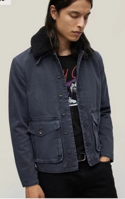 John Varvatos Turnbull Denim Jacket With Shearling Collar Size 52 - Image 1 of 3