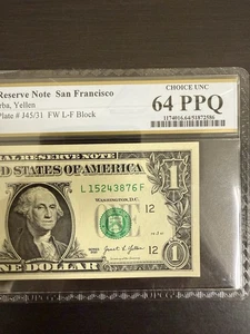 2021 $1 Dollar Bill Broken Ladder (1-8) PCGS 64PPQ UNC L15243876F  #97 - Picture 1 of 4