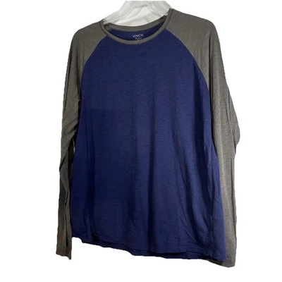 Camiseta raglán de béisbol azul/verde gris Vince para hombre mezcla de algodón camisa talla XXL Foto 1 de 4