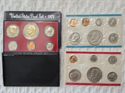 1974 United States Mint Proof AND UNC Mint Set. OGP - Image 1 of 3