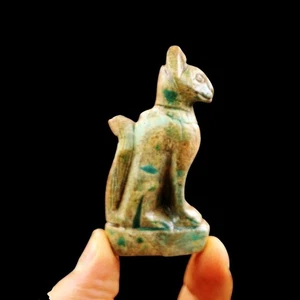 Einzigartige antike ägyptische Stein Katze BASTET Amulett Statue "Göttin der Lust" - Bild 1 von 7