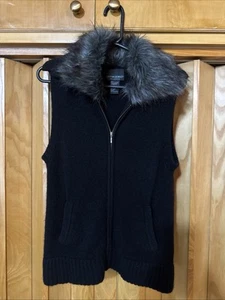 Cynthia Rowley Womens S 100% Cashmere Zip Sweater Vest Detachable Faux Fur - Picture 1 of 10