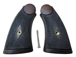CUSTOM S&W K L FRAME SQUARE BUTT GRIPS DIAMOND CHECKERED WOOD PRE WAR REPRO - Picture 1 of 24