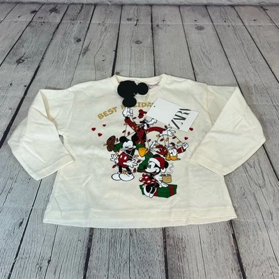 Camisa Zara Disney Best Holidays Ever manga larga niño pequeño talla: 12-18M nueva con etiquetas Foto 1 de 3