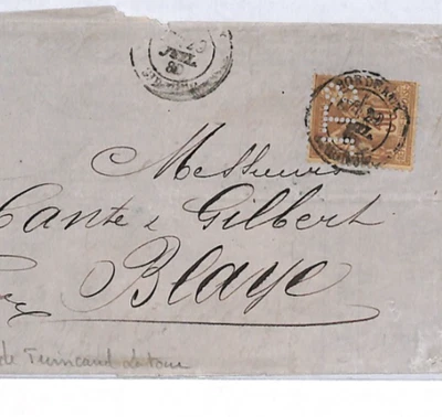 FRANCE Cover 50c PEACE & COMMERCE *STI* Perfin 1908? {samwells-covers}YQ457 - Image 1 of 4