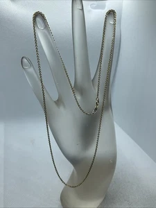 ELEGANT Solid 14K Yellow Gold Diamond Cut Oval Link Chain Necklace 2.9gr. - Picture 1 of 18